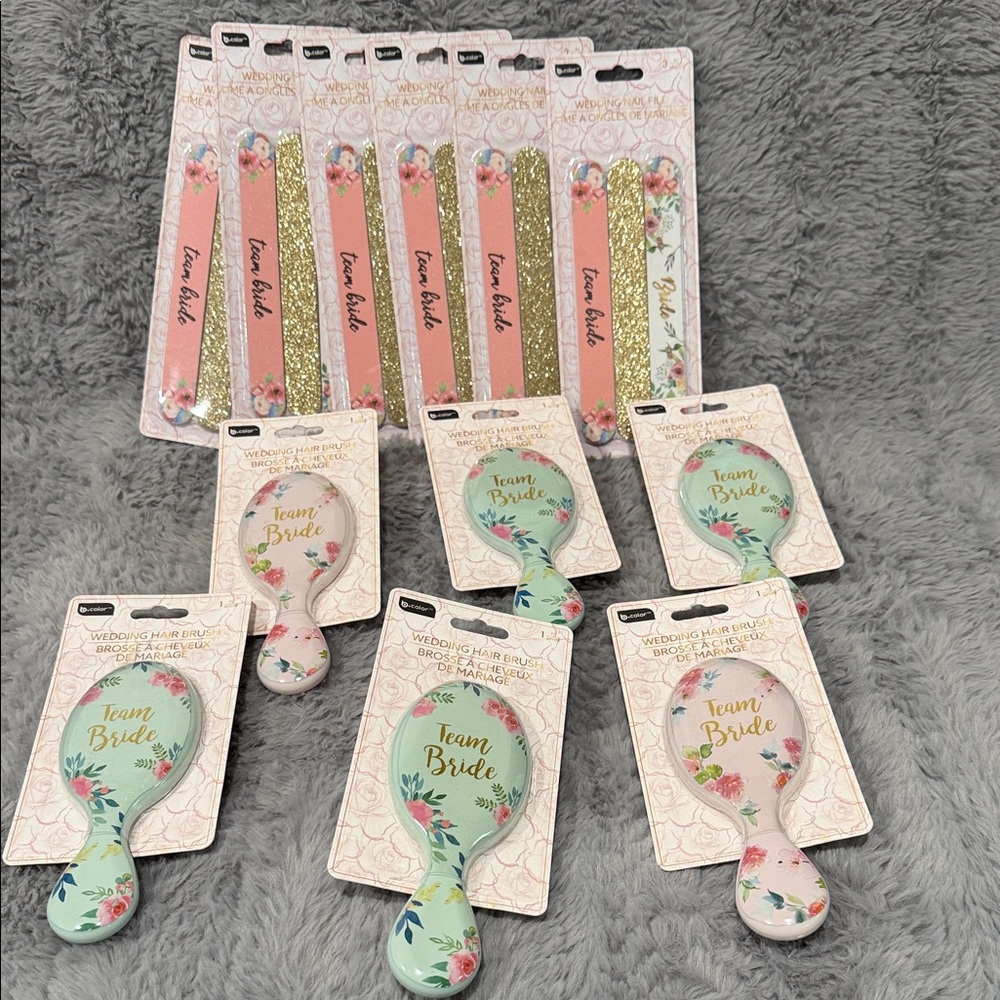 Team Bride Mini Hair Brush and Nail File Set